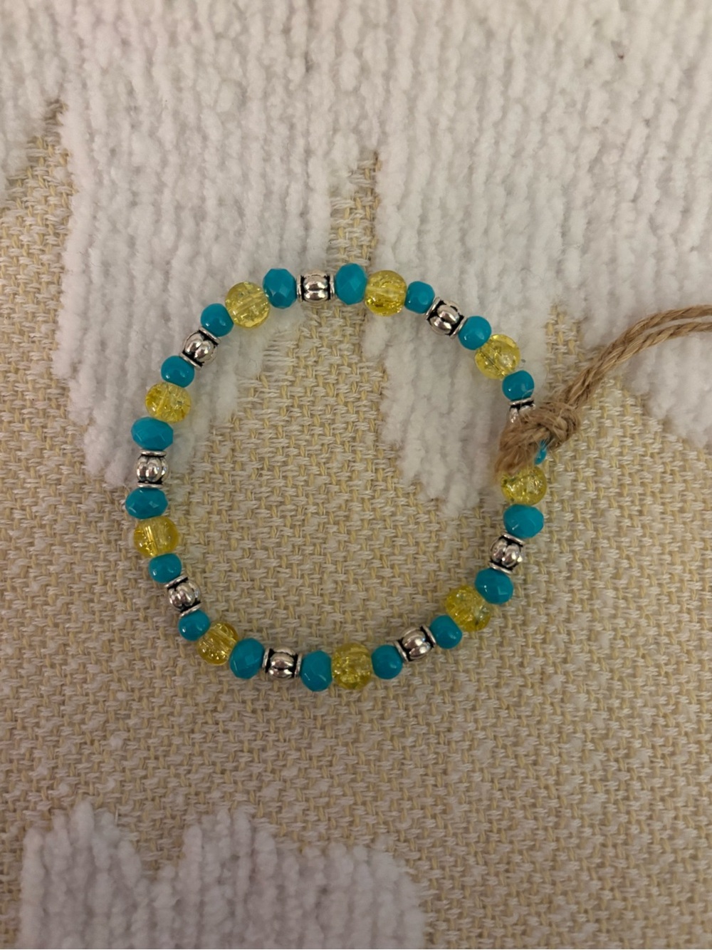 Turquoise & Yellow Beaded Stretch Bracelet